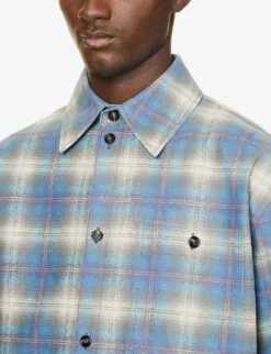 Bottega Veneta Check-patterned Oversized-fit Leather Shirt 9 Bottega Veneta Check-patterned Oversized-fit Leather Shirt -Outlet Daily Tops Store R04129501 MULTILIGHTBLUE ALT04