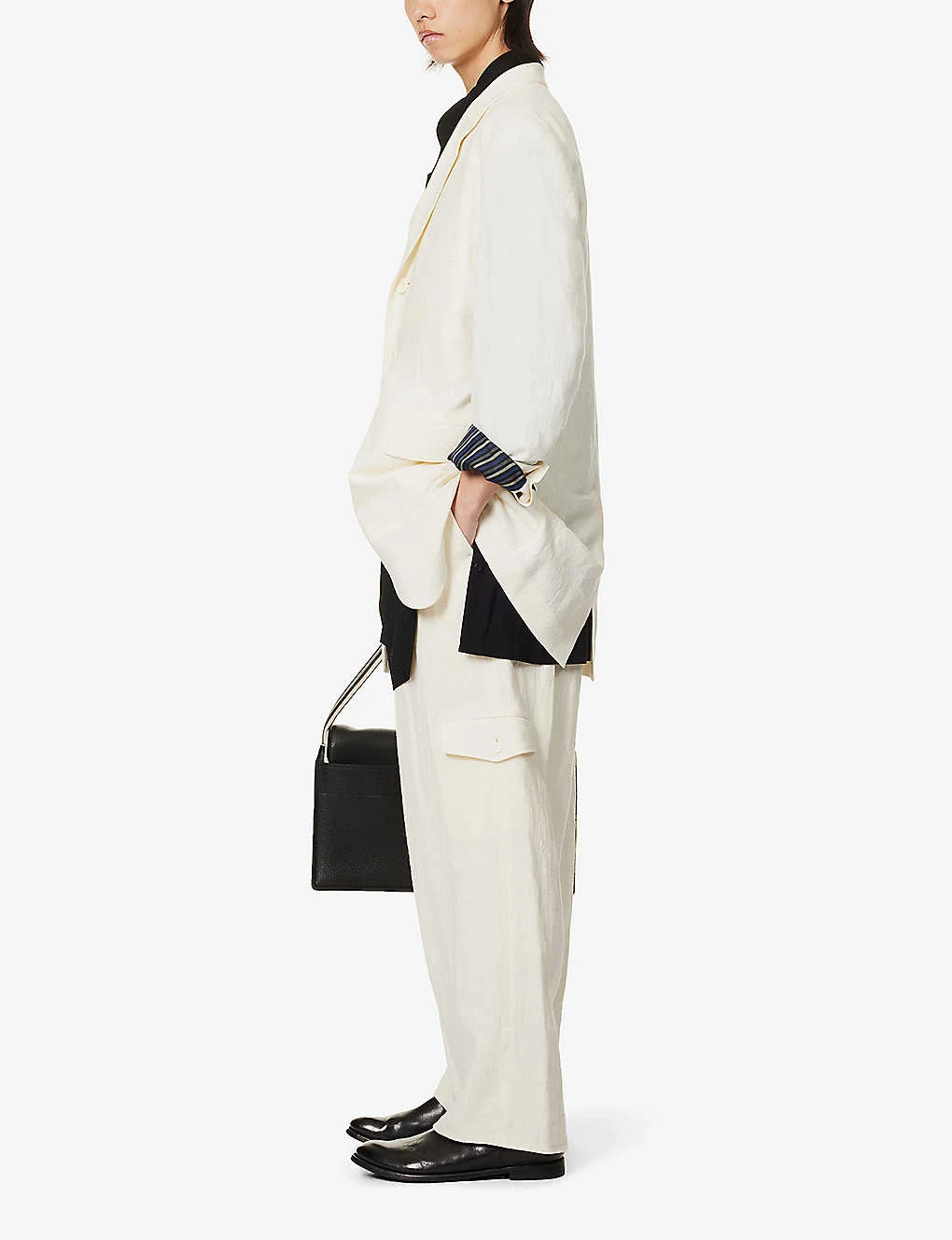 Yohji Yamamoto I-Side Slip-pocket Wide-leg Relaxed-fit Linen And Ramie-blend Trousers 2 Yohji Yamamoto I-Side Slip-pocket Wide-leg Relaxed-fit Linen And Ramie-blend Trousers - Image 2