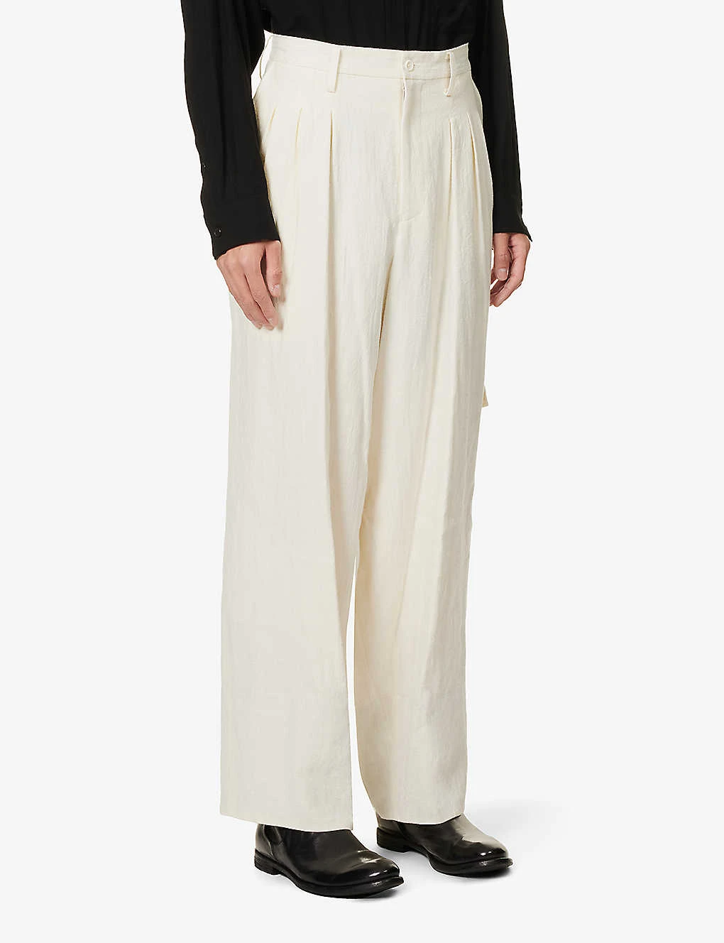 Yohji Yamamoto I-Side Slip-pocket Wide-leg Relaxed-fit Linen And Ramie-blend Trousers 3 Yohji Yamamoto I-Side Slip-pocket Wide-leg Relaxed-fit Linen And Ramie-blend Trousers - Image 3