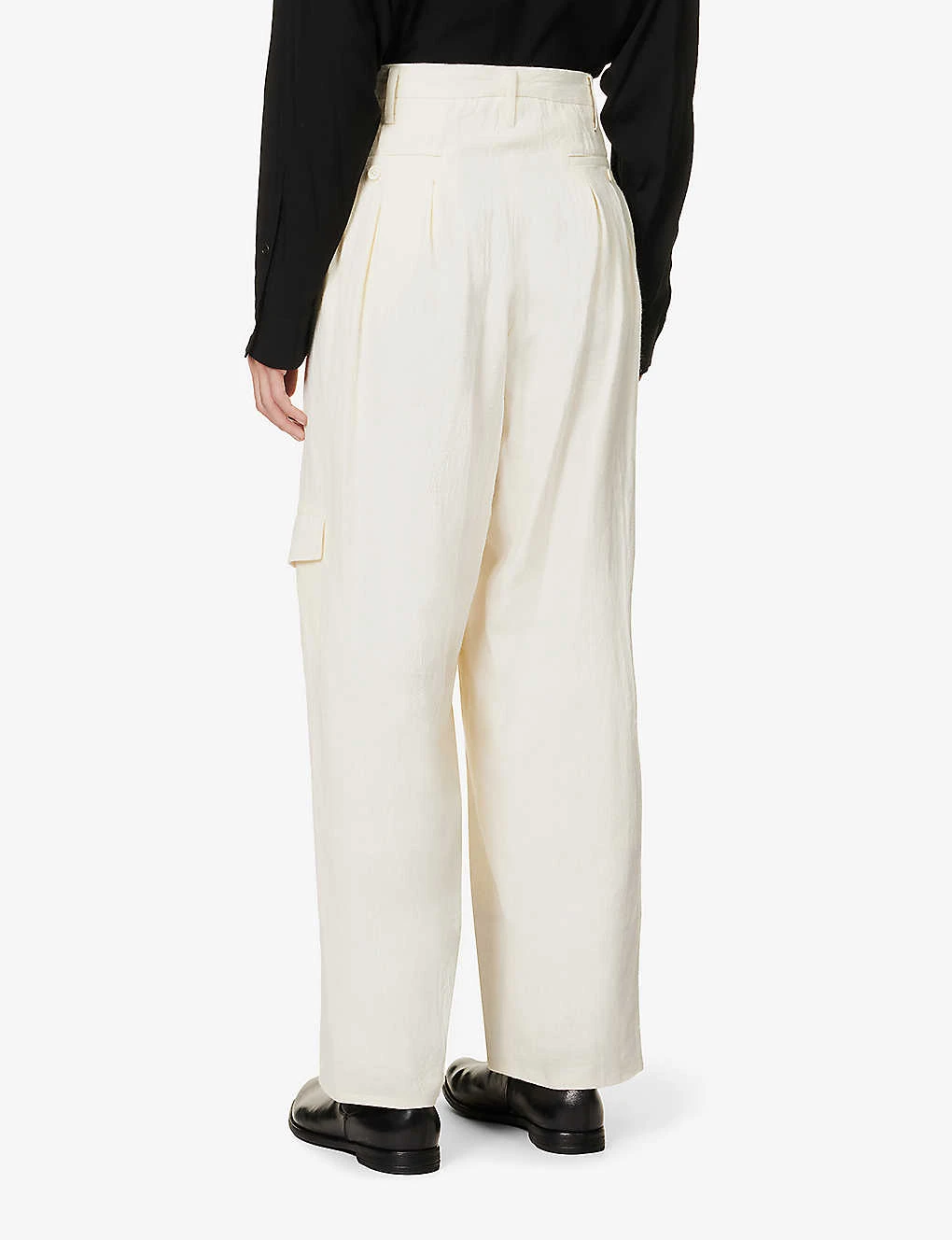 Yohji Yamamoto I-Side Slip-pocket Wide-leg Relaxed-fit Linen And Ramie-blend Trousers 4 Yohji Yamamoto I-Side Slip-pocket Wide-leg Relaxed-fit Linen And Ramie-blend Trousers - Image 4