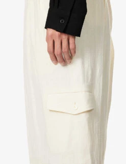 Yohji Yamamoto I-Side Slip-pocket Wide-leg Relaxed-fit Linen And Ramie-blend Trousers 10 Yohji Yamamoto I-Side Slip-pocket Wide-leg Relaxed-fit Linen And Ramie-blend Trousers -Outlet Daily Tops Store R04131768 IVORY ALT04