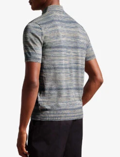 Ted Baker Striped Cotton-blend Polo Shirt -Outlet Daily Tops Store R04133328 STONE ALT03