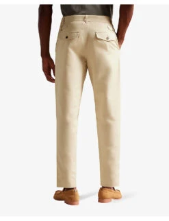 Ted Baker Vedra Tailored-fit Tapered-leg Stretch-cotton Trousers -Outlet Daily Tops Store R04133541 STONE ALT03