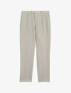 Ted Baker Lancet Slim-fit Straight-leg Linen-wool Blend Trousers