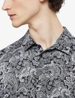 THE KOOPLES Paisley-print Casual-fit Woven Shirt -Outlet Daily Tops Store R04134650 BLA09 ALT04