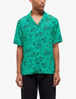 THE KOOPLES Floral-print Hawaiian Woven Shirt 7 THE KOOPLES Floral-print Hawaiian Woven Shirt -Outlet Daily Tops Store R04135439 GRN01 ALT02