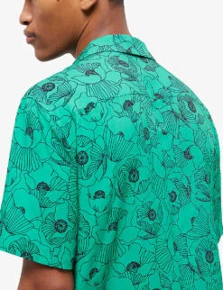 THE KOOPLES Floral-print Hawaiian Woven Shirt 9 THE KOOPLES Floral-print Hawaiian Woven Shirt -Outlet Daily Tops Store R04135439 GRN01 ALT04