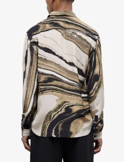 THE KOOPLES Marble-print Silk Shirt -Outlet Daily Tops Store R04137044 BEI16 ALT03