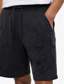 THE KOOPLES Embroidered Wide-leg Cotton-jersey Shorts -Outlet Daily Tops Store R04137388 BLA55 ALT04