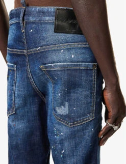 DSQUARED2 Skater Paint-splatter Slim-fit Stretch-denim Jeans 11 DSQUARED2 Skater Paint-splatter Slim-fit Stretch-denim Jeans -Outlet Daily Tops Store R04137436 NAVY ALT04