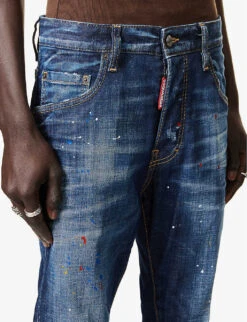 DSQUARED2 Skater Paint-splatter Slim-fit Stretch-denim Jeans 12 DSQUARED2 Skater Paint-splatter Slim-fit Stretch-denim Jeans -Outlet Daily Tops Store R04137436 NAVY ALT05