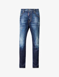DSQUARED2 Skater Paint-splatter Slim-fit Stretch-denim Jeans