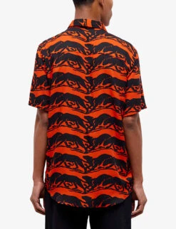 THE KOOPLES Panther-print Short-sleeved Woven Shirt -Outlet Daily Tops Store R04137813 BLA26 ALT03