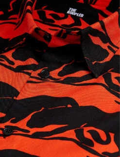 THE KOOPLES Panther-print Short-sleeved Woven Shirt -Outlet Daily Tops Store R04137813 BLA26 ALT04