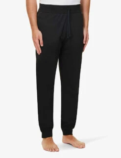 Boss Authentic Logo-print Tapered-leg Cotton-jersey Jogging Bottoms -Outlet Daily Tops Store R04140038 BLACK ALT02