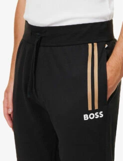 Boss Authentic Logo-print Tapered-leg Cotton-jersey Jogging Bottoms -Outlet Daily Tops Store R04140038 BLACK ALT04