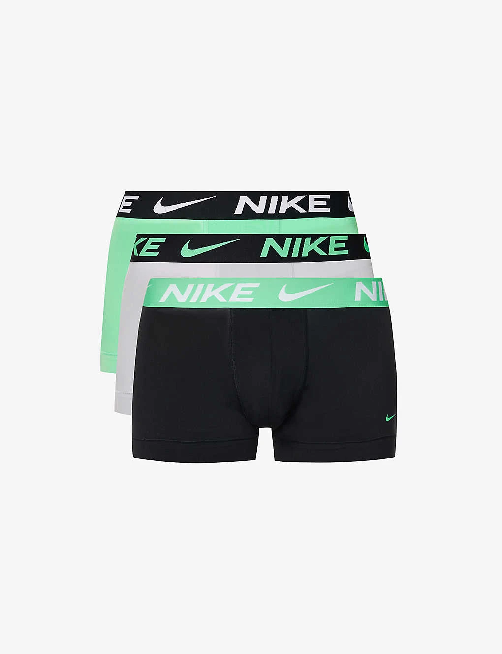 Nike Logo-waistband Pack Of Three Stretch-recycled Polyester Trunks 1 Nike Logo-waistband Pack Of Three Stretch-recycled Polyester Trunks