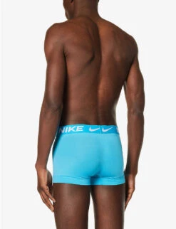 Nike Logo-waistband Pack Of Three Stretch-recycled Polyester-blend Trunks -Outlet Daily Tops Store R04140814 BLUEORANGEGRIDIRON ALT02