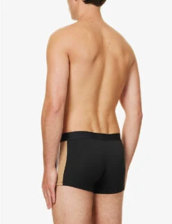 Boss Logo-embroidered Stretch-jersey Trunks -Outlet Daily Tops Store R04142424 BLACK ALT02