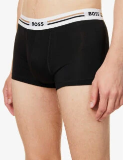 Boss Pack Of Three Branded Striped-waistband Regular-fit Stretch-jersey Trunks 7 Boss Pack Of Three Branded Striped-waistband Regular-fit Stretch-jersey Trunks -Outlet Daily Tops Store R04142426 WHITE ALT03