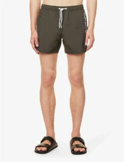 Emporio Armani Logo-embroidered Elasticated-waist Swim Shorts -Outlet Daily Tops Store R04142631 TERRADARKLAND ALT02