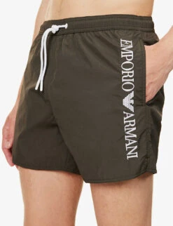 Emporio Armani Logo-embroidered Elasticated-waist Swim Shorts -Outlet Daily Tops Store R04142631 TERRADARKLAND ALT04