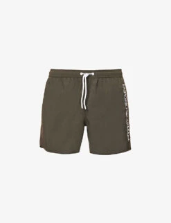 Emporio Armani Logo-embroidered Elasticated-waist Swim Shorts