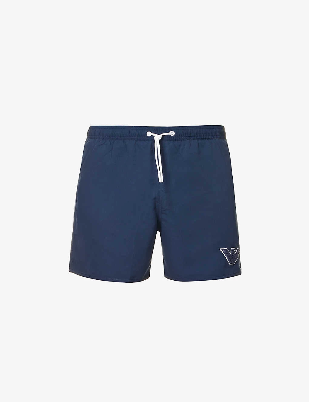 Emporio Armani Logo-badge Elasticated-waist Swim Shorts 1 Emporio Armani Logo-badge Elasticated-waist Swim Shorts