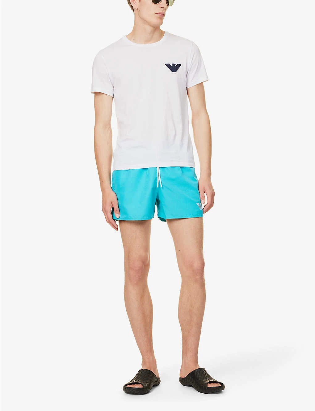 Emporio Armani Essential Logo-embroidered Elasticated-waist Swim Shorts 2 Emporio Armani Essential Logo-embroidered Elasticated-waist Swim Shorts - Image 2
