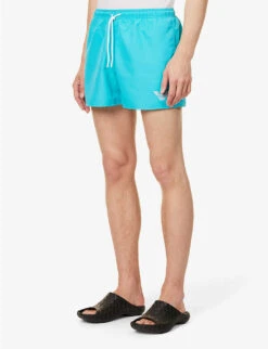 Emporio Armani Essential Logo-embroidered Elasticated-waist Swim Shorts 7 Emporio Armani Essential Logo-embroidered Elasticated-waist Swim Shorts -Outlet Daily Tops Store R04142640 TURCHESETURQUOISE ALT02