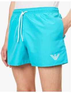Emporio Armani Essential Logo-embroidered Elasticated-waist Swim Shorts 9 Emporio Armani Essential Logo-embroidered Elasticated-waist Swim Shorts -Outlet Daily Tops Store R04142640 TURCHESETURQUOISE ALT04