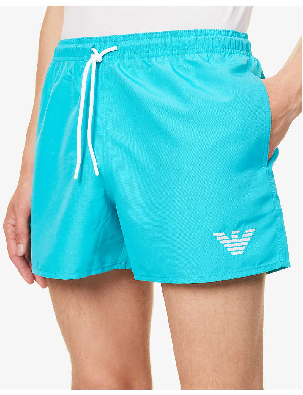 Emporio Armani Essential Logo-embroidered Elasticated-waist Swim Shorts 5 Emporio Armani Essential Logo-embroidered Elasticated-waist Swim Shorts - Image 5