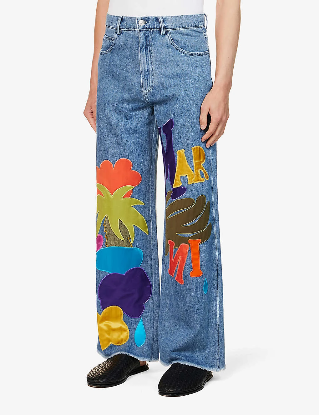 Marni Brand-appliqué Flared-hem Flared-leg Relaxed-fit Trousers 3 Marni Brand-appliqué Flared-hem Flared-leg Relaxed-fit Trousers - Image 3
