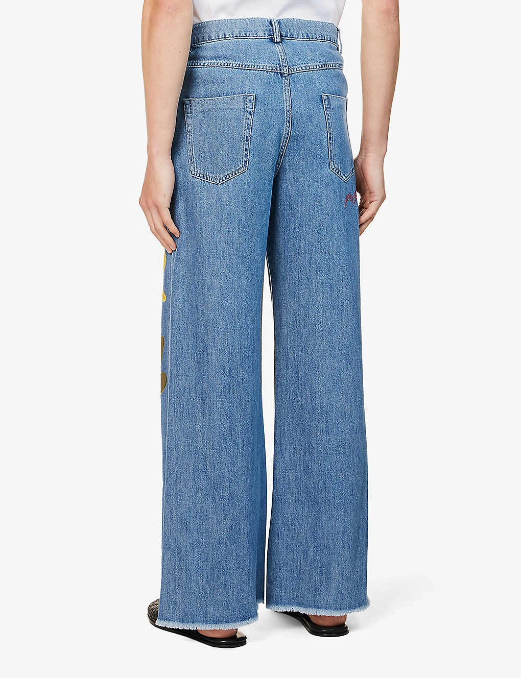 Marni Brand-appliqué Flared-hem Flared-leg Relaxed-fit Trousers 4 Marni Brand-appliqué Flared-hem Flared-leg Relaxed-fit Trousers - Image 4