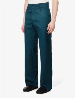 Akiel Raw-trim Straight-leg Regular-fit Wool Trousers -Outlet Daily Tops Store R04144196 FORESTGREEN ALT02