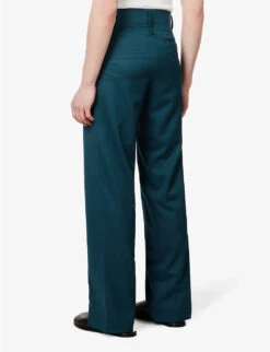 Akiel Raw-trim Straight-leg Regular-fit Wool Trousers -Outlet Daily Tops Store R04144196 FORESTGREEN ALT03