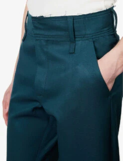 Akiel Raw-trim Straight-leg Regular-fit Wool Trousers -Outlet Daily Tops Store R04144196 FORESTGREEN ALT04