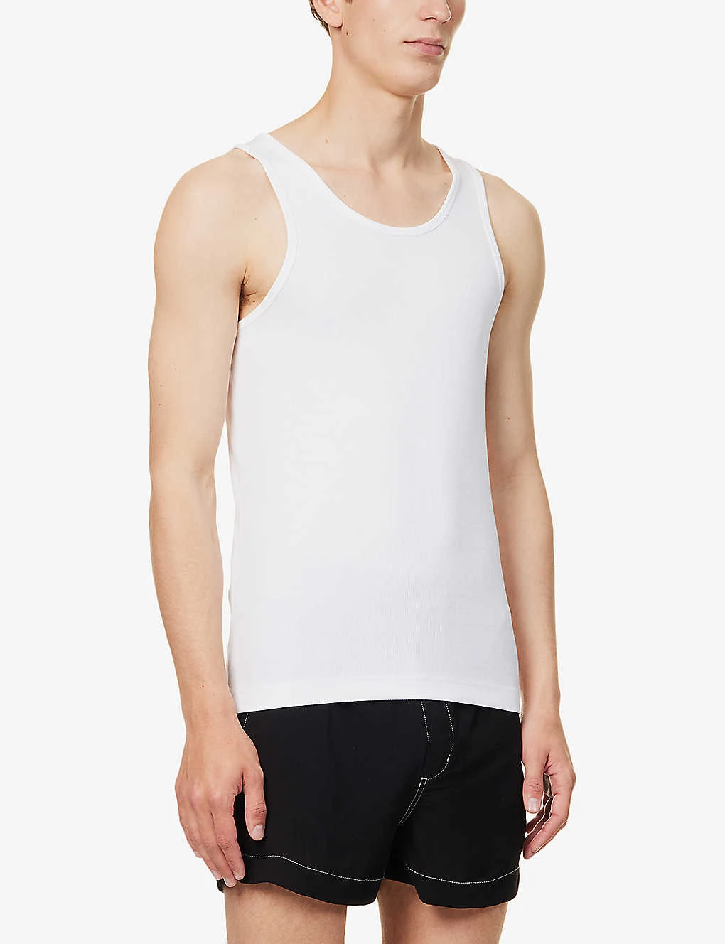 Ribbed Crew-neck Stretch-woven Blend Top 3 Ribbed Crew-neck Stretch-woven Blend Top - Image 3