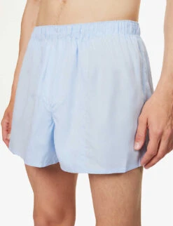 Elasticated-waist Regular-fit Woven Boxer Shorts -Outlet Daily Tops Store R04144737 SKYBLUE ALT03