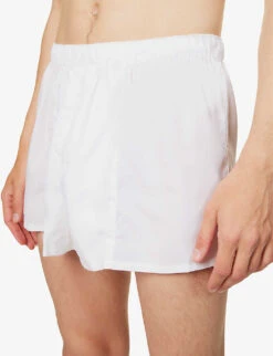Elasticated-waist Slim-fit Woven Boxer Shorts -Outlet Daily Tops Store R04144739 WHITE ALT03
