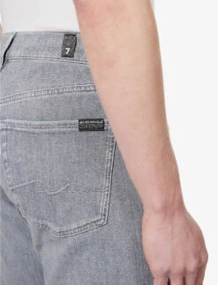 7 For All Mankind Standard Left Hand Seven Mile Mid-rise Straight-leg Stretch-denim Jeans -Outlet Daily Tops Store R04145114 GREY ALT05