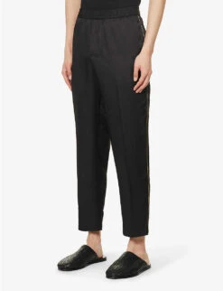 Emporio Armani Logo-placket Straight-leg Regular-fit Woven Trousers 7 Emporio Armani Logo-placket Straight-leg Regular-fit Woven Trousers -Outlet Daily Tops Store R04145213 NERO ALT02