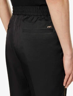 Emporio Armani Logo-placket Straight-leg Regular-fit Woven Trousers 9 Emporio Armani Logo-placket Straight-leg Regular-fit Woven Trousers -Outlet Daily Tops Store R04145213 NERO ALT04