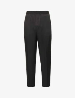 Emporio Armani Logo-placket Straight-leg Regular-fit Woven Trousers