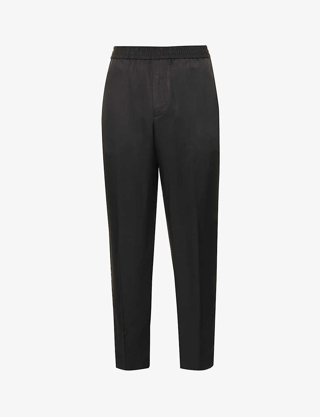 Emporio Armani Logo-placket Straight-leg Regular-fit Woven Trousers 1 Emporio Armani Logo-placket Straight-leg Regular-fit Woven Trousers