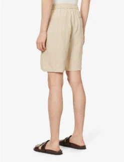 Emporio Armani Drawstring Relaxed-fit Linen Shorts 8 Emporio Armani Drawstring Relaxed-fit Linen Shorts -Outlet Daily Tops Store R04145226 BEIGE ALT03