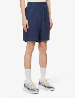 Emporio Armani Drawstring Linen Shorts 7 Emporio Armani Drawstring Linen Shorts -Outlet Daily Tops Store R04145228 BLU ALT02