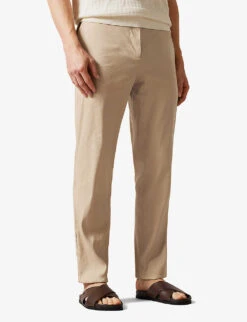 Ted Baker Kimmel Straight-leg Mid-rise Stretch Linen-blend Trousers 6 Ted Baker Kimmel Straight-leg Mid-rise Stretch Linen-blend Trousers -Outlet Daily Tops Store R04145326 STONE ALT02