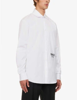 DSQUARED2 Logo-print Long-sleeved Cotton-poplin Shirt -Outlet Daily Tops Store R04145472 WHITE ALT02