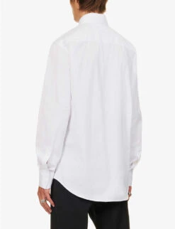 DSQUARED2 Logo-print Long-sleeved Cotton-poplin Shirt -Outlet Daily Tops Store R04145472 WHITE ALT03